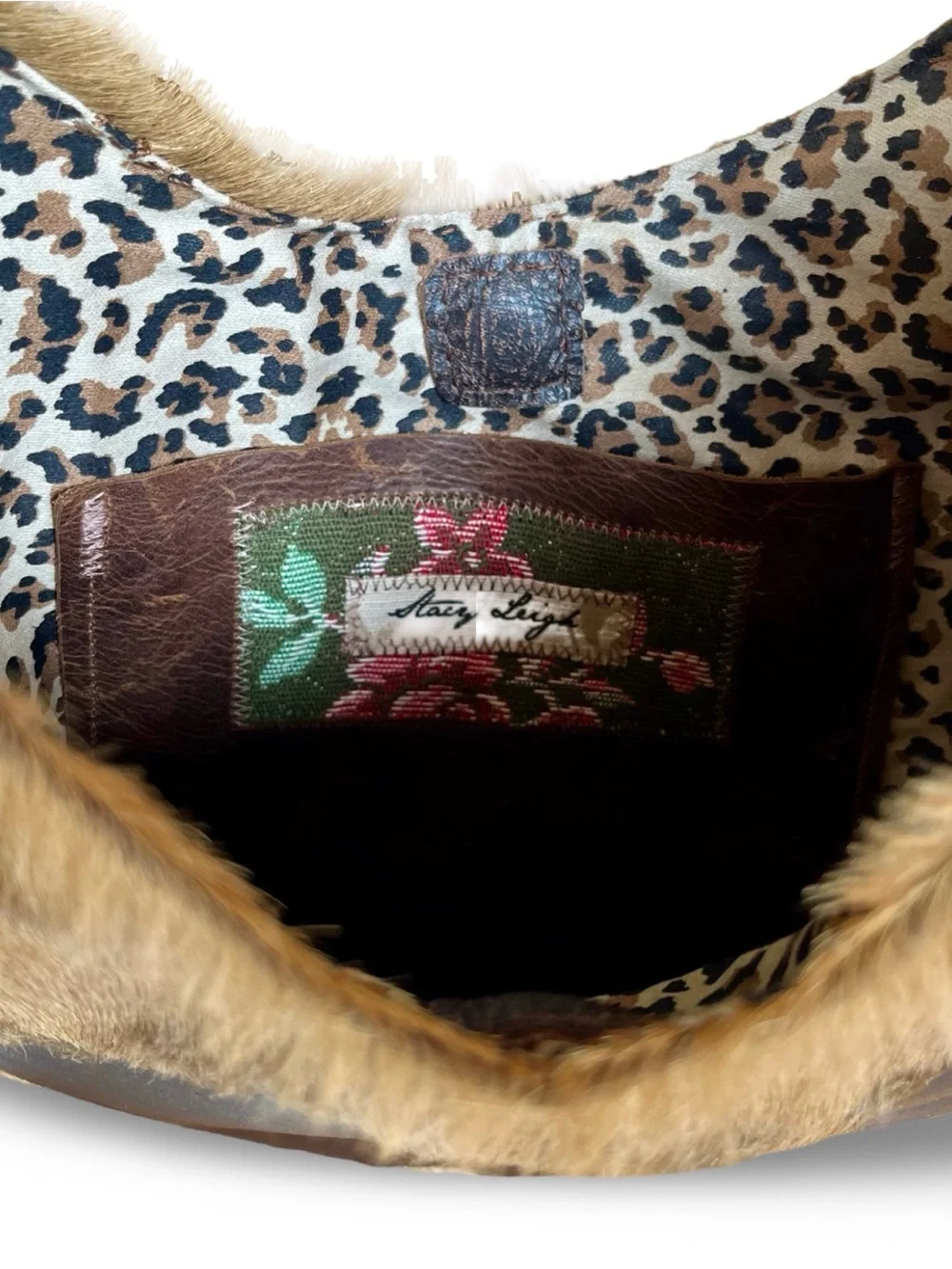 Acid Washed Cowhide Hobo with Wooden Horn Handle